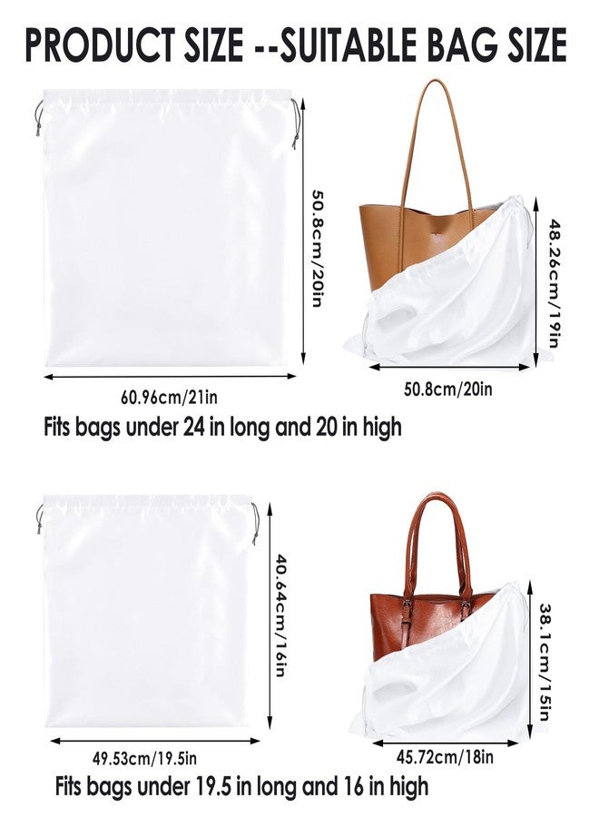 CAPHONT 4 Pack Dust Bags for Handbags, Purse Dust Bags for Storage with Drawstring, Satin Handbag Dust Cover Bags for Handbag Purse (White, 2 PCS, 24 x 20, 2 PCS, 19.5 x 16) - Image 2